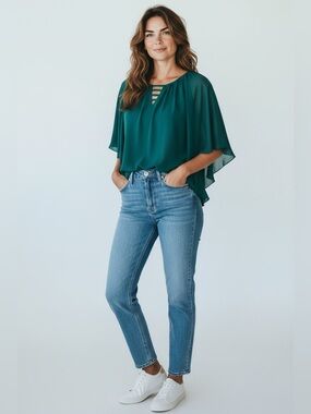 Cato Teal Flowy Blouse